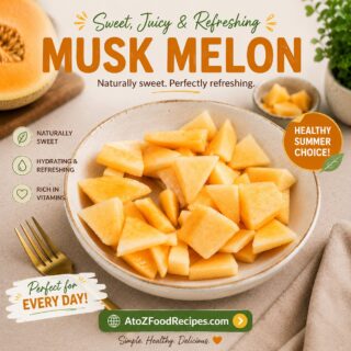 🍈 Skip the sugary snacks; choose something naturally sweet instead! Musk melon is juicy, refreshing, and perfect for staying cool on hot days.

Explore Veg Recipe ideas 👉AtoZFoodRecipes.com 💚 I Link in Bio

#MuskMelon #HealthySnacking #SummerFruits #HealthyEating #AtoZFoodRecipes