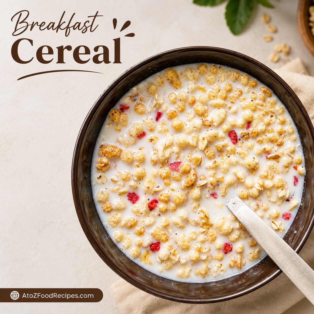 🥣 Busy morning? Keep breakfast simple and satisfying!

A crunchy cereal bowl with milk is a quick way to start the day. ✨

👉 Discover veg recipes at AtoZFoodRecipes.com | Link in Bio

#BreakfastCereal #BreakfastIdeas #MorningMeal #EasyBreakfast #AtoZFoodRecipes
