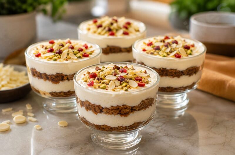 Eggless Gingerbread and White Chocolate Mousse Trifle