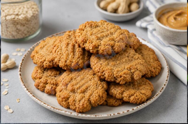 Eggless Peanut Butter Oatmeal Cookies