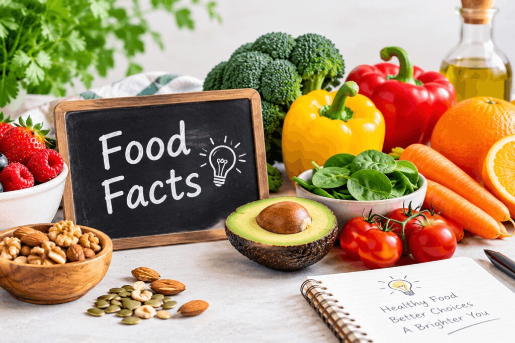 Fresh fruits, vegetables, nuts, and healthy foods