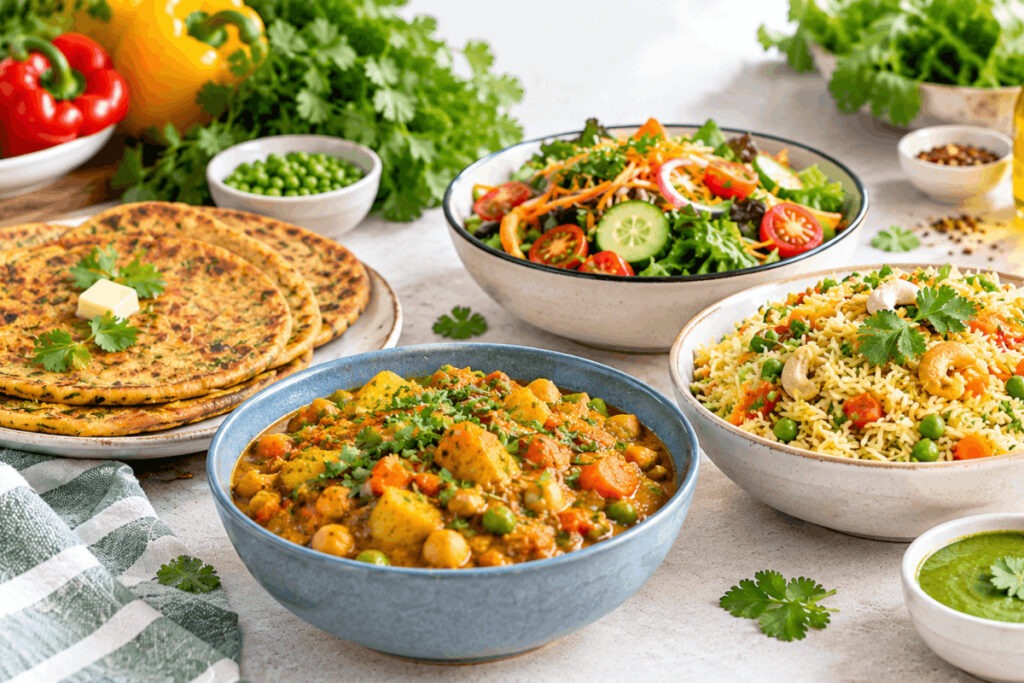 Variety of colorful vegetarian recipes